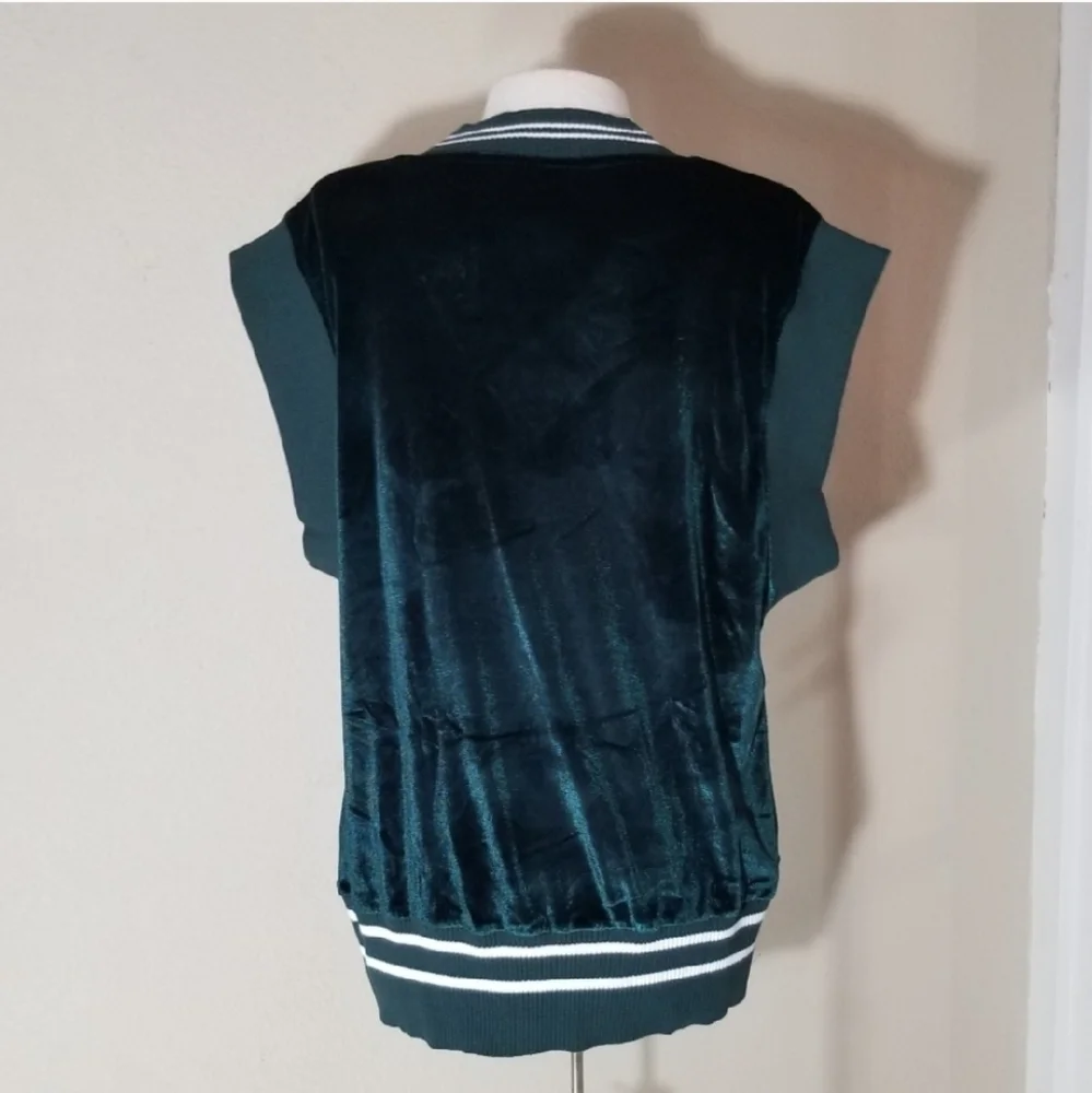 ASOS V-Neck Pullover Sleeveless Velour Sweater Vest Green Size S - Picture 8 of 12